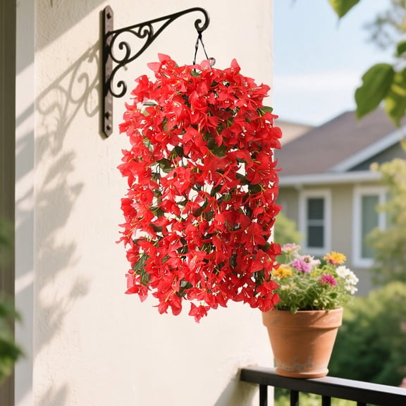 Imitation Bougainvillea Vines Fake Flowers, Outdoor Planters, Modern Aesthetic, Durable Weatherproof, Garden Decor, Balcony Plants, Red Vines, Silk Fabric, High-quality, Patio Up Usage