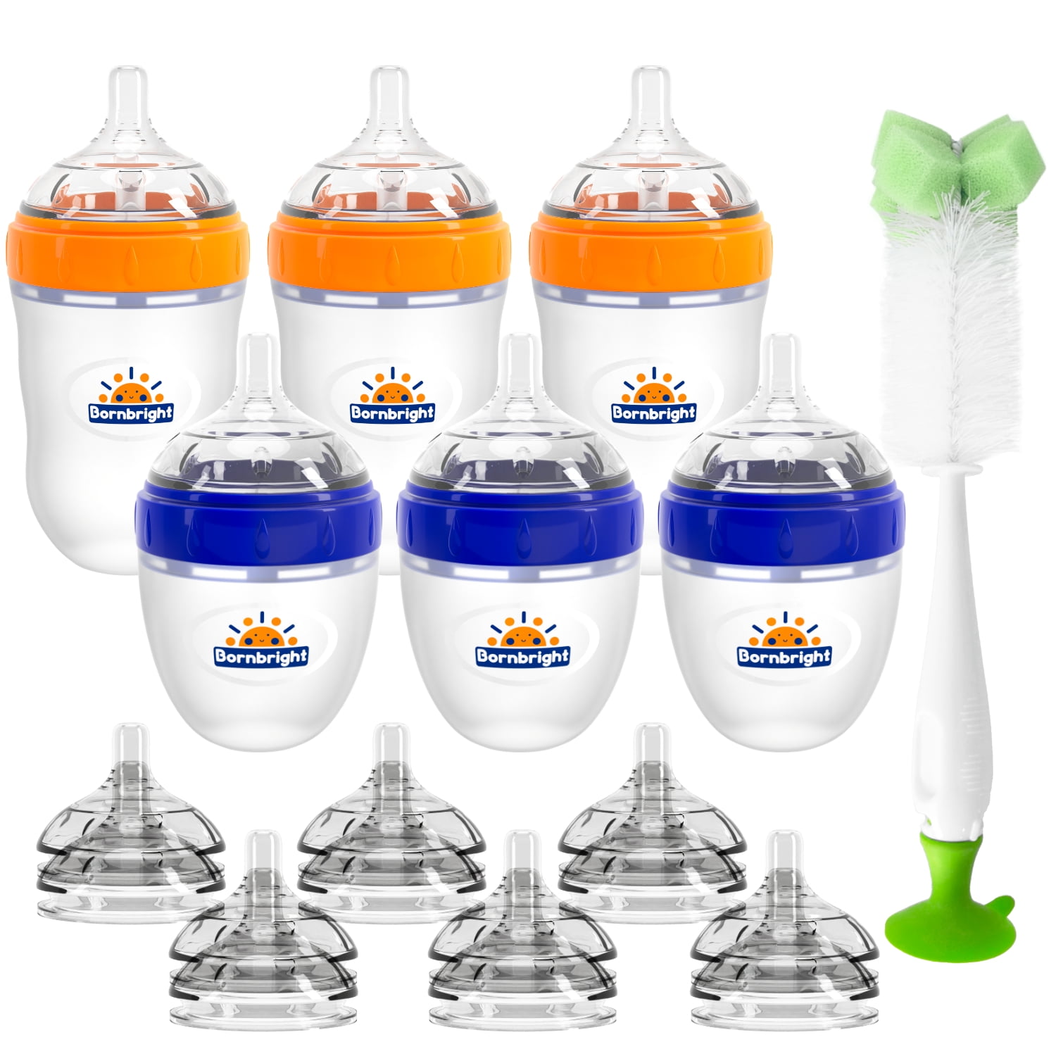 Imitation Breast Feeding Milk Bottle 3 5oz Plus 3 8oz Baby Bottle with 6 Extra Nipples and a Bottle Brush 13 pecks