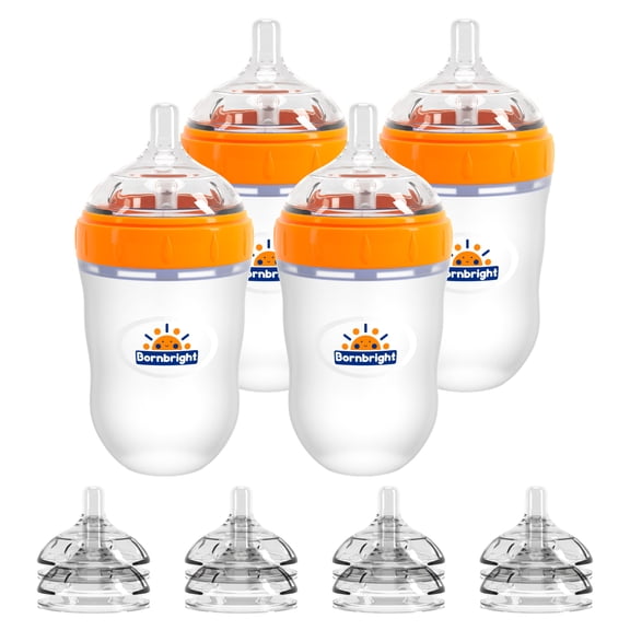 Imitation Breast Feeding Milk Bottle Baby Bottle 4 pecks with 8 Extra Nipples
