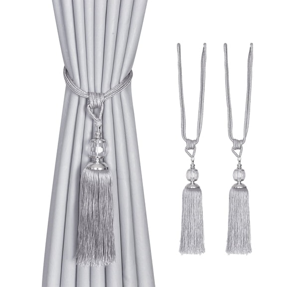 Imitation Crystal Curtain Tiebacks, Handmade Woven Tassel Curtain Holders, Elegant Window Decorations for Curtains