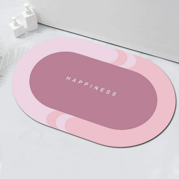 Imitation Diatomaceous Earth Bath Mat Rugs - Super Absorbent Bath Mat - Non Slip Quick Dry Thin Bathroom Mat Fit Under Door, Floor Rugs in Front of Bathtub, Shower Room,16x23.62in, Pink