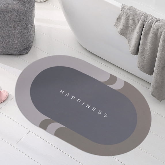 Imitation Diatomite Bath Mat 16"x24", Quick-Drying Non-Slip Super Absorbent Bathroom Rug, Instant Dry Oval Bath Mat for Kitchen Sink, Shower Room, Bathtub (Brown)