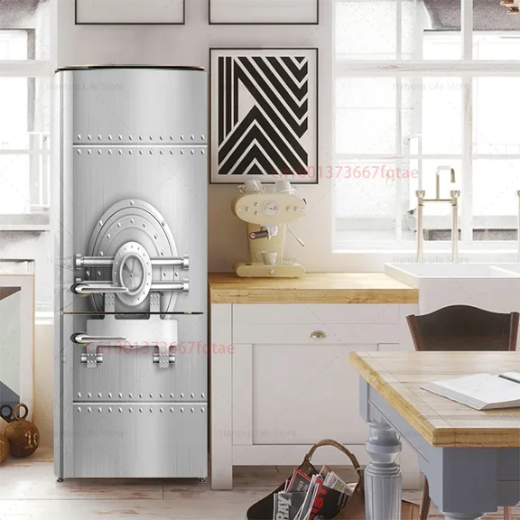 Imitation Door Scenery Printed Refrigerator Door Wrap Mural Cover Kitchen Fridger Wallpaper Retro Graffiti Poster Freezer Decals
