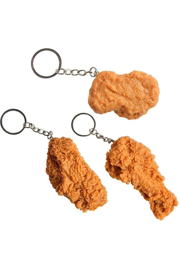 Imitation Food Keychain Fried Chicken Leg Nuggets Wing Creative Keyring Fun Cute Handbag Purse Car Accessories