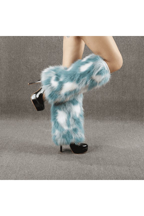 Imitation Fox Plush Socks Sleeve Women's Long and Short Leg Suits Autumn and Winter Stage Performance Warm Fur Color Boots