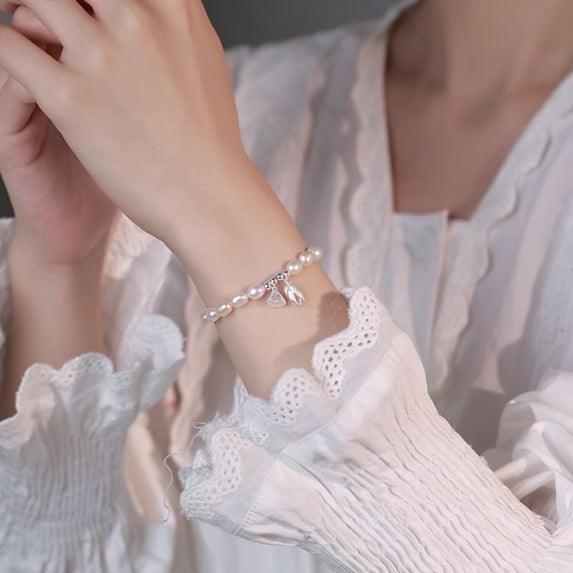 Imitation Freshwater Pearl Bracelet Set with Transfer Beads 2PC Elegant Jewelry Gift for Women Fashion Accessory