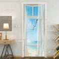 Imitation Glass View Scenery Door Sticker Self Adhesive Eco PVC Seaside