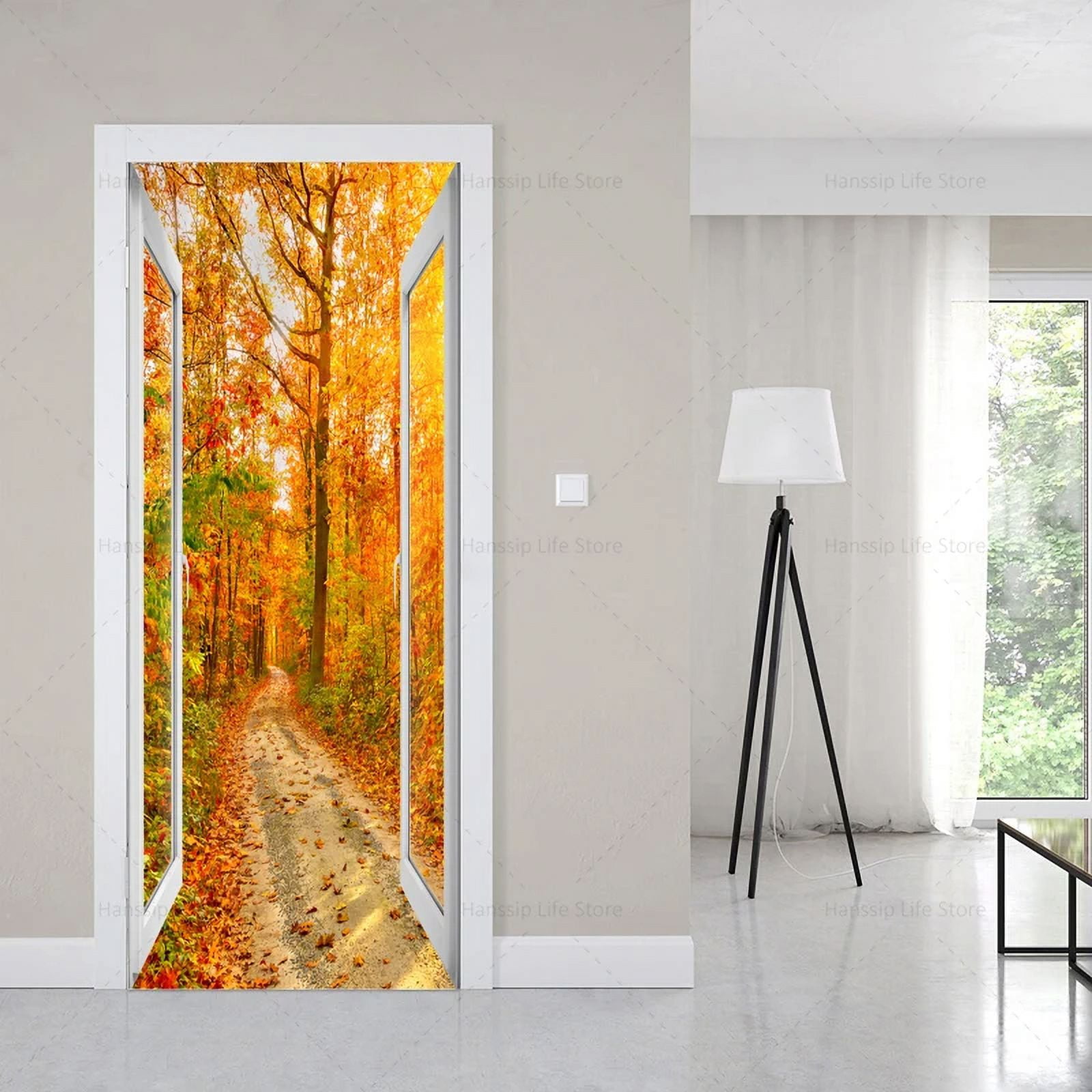 Imitation Glass Window View 3D Door Stickers Self Adhesive Natural ...