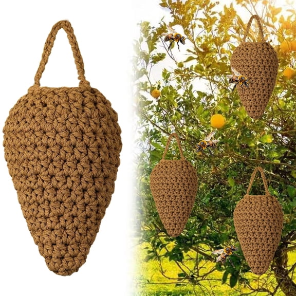 Imitation Honeycomb Hanging Net Bee Repellent, 14" Cotton Filled Outdoor Deterrent for Gardens and Patios