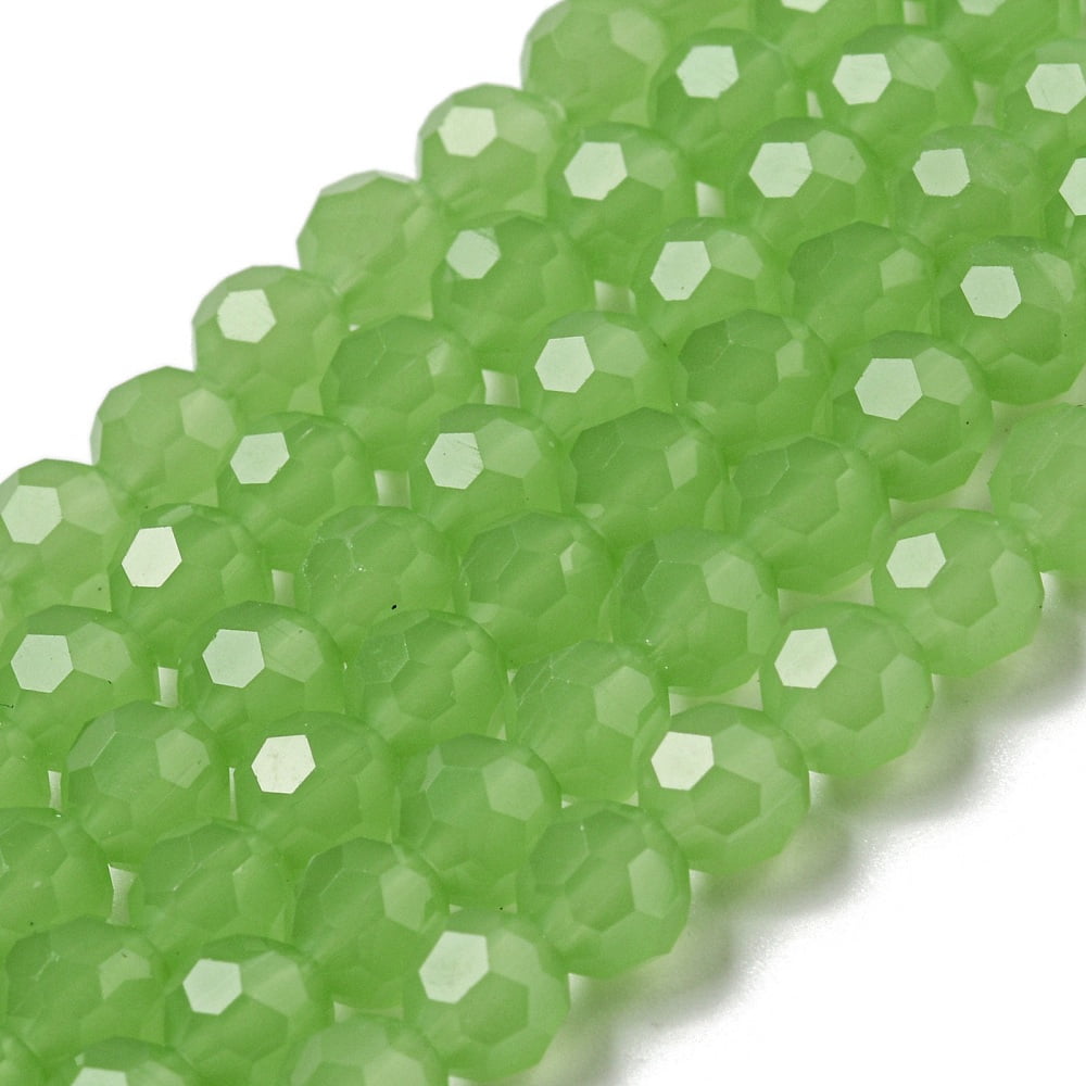 Imitation Jade Glass Beads Stands Faceted(32 Facets) Round Light Green 6mm Hole: 1mm 98pcs/strand 20.47inch(52cm)