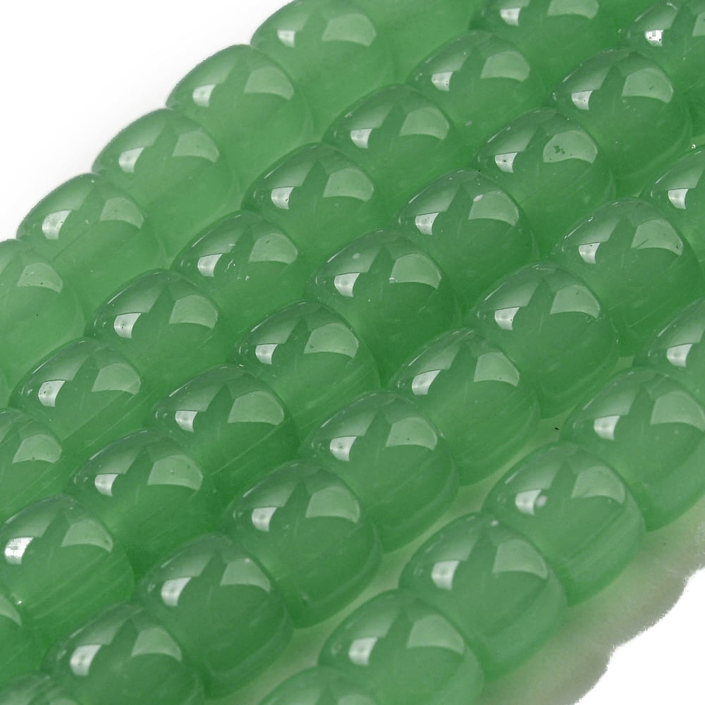 Imitation Jade Glass Beads Strands Barrel Medium Sea Green 8x6mm Hole: 1.6mm about 61~62pcs/strand 14.84''~15.16''(37.7~38.5cm)