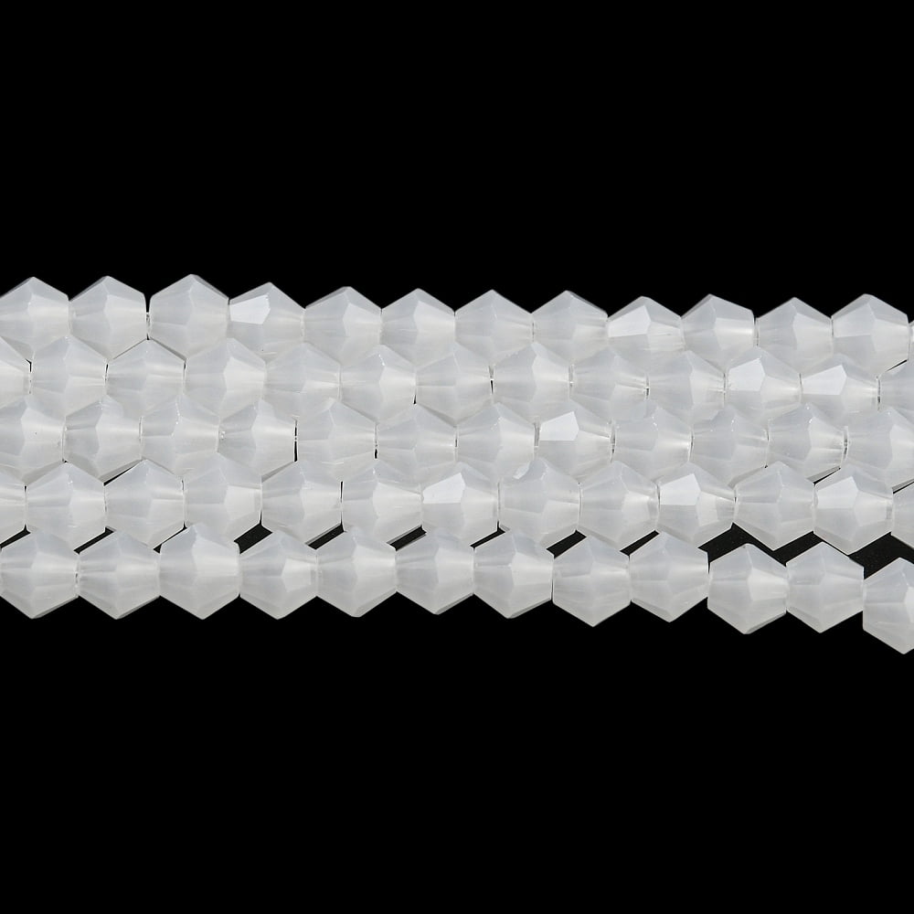 Imitation Jade Glass Beads Strands Faceted Bicone White 4x4mm Hole: 0.8mm about 80~85pcs/strand 30~32cm