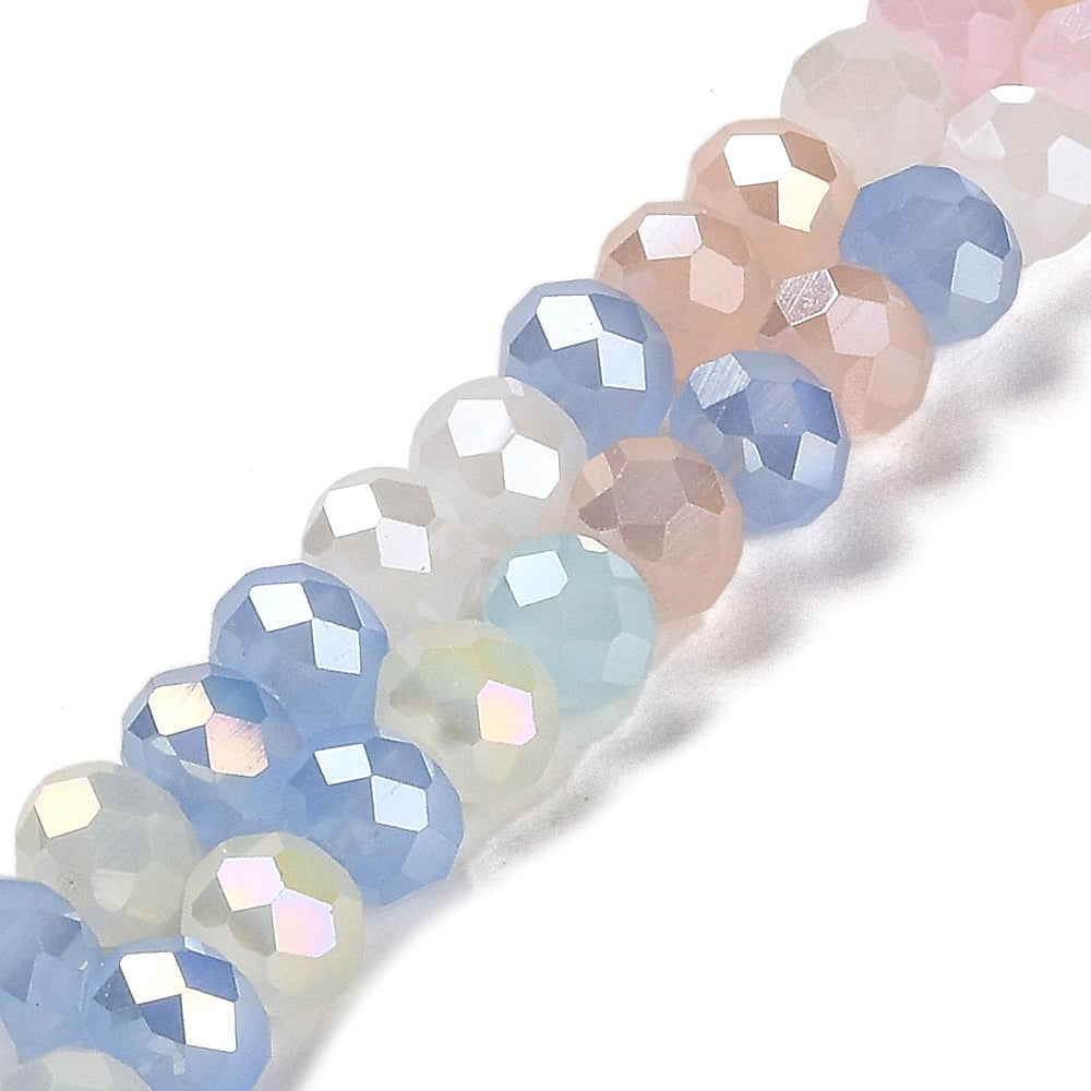 Imitation Jade Glass Beads Strands Faceted Round Cornflower Blue 6x5mm Hole: 1.2mm about 89~90pcs/strand 16.73~17.01 inch(42.5~43.2cm)