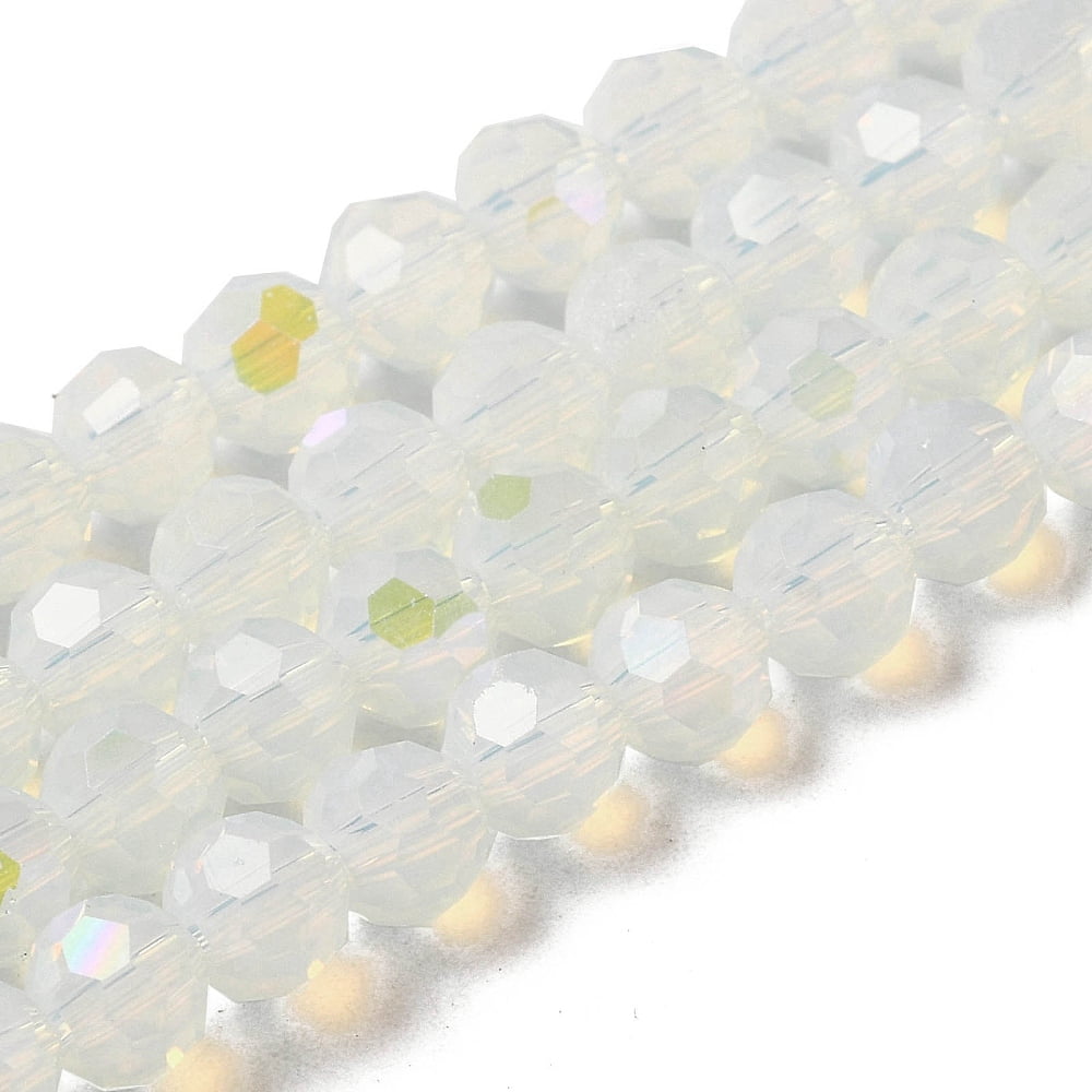 Imitation Jade Glass Beads Strands Faceted Round WhiteSmoke 6x5.5mm Hole: 0.9mm 94~97pcs/strand 21.06~21.18''(53.5~53.8cm)