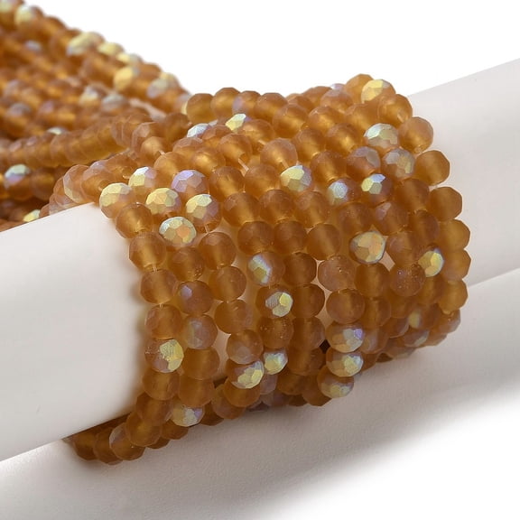 Imitation Jade Glass Beads Strands Half AB color Plated Faceted Frosted Rondelle Peru 3.5~3.8x3mm Hole: 1mm 105~110pcs/strand 29~31cm