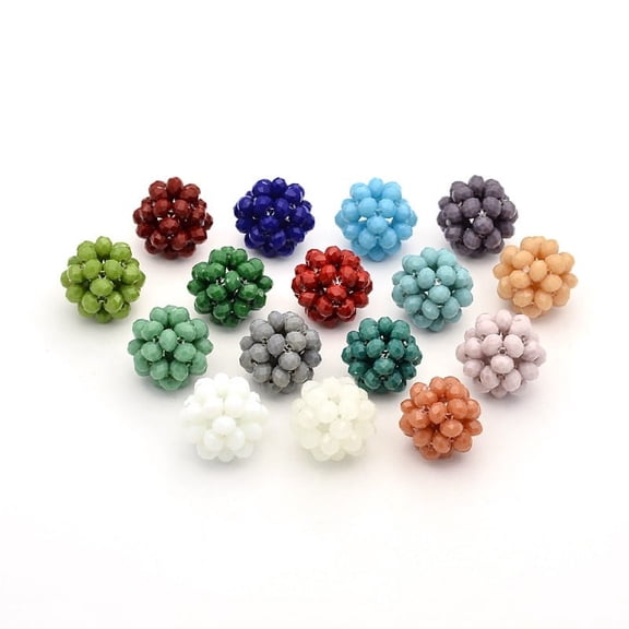 Imitation Jade Glass Round Woven Beads Cluster Beads Mixed Color 14mm Beads: 4mm