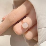 MAOKA Imitation Jade Rings Vintage Jade Cube Rings Fashion Sweet Finger Ring For Women Simple Party Jewelry Festival Gifts
