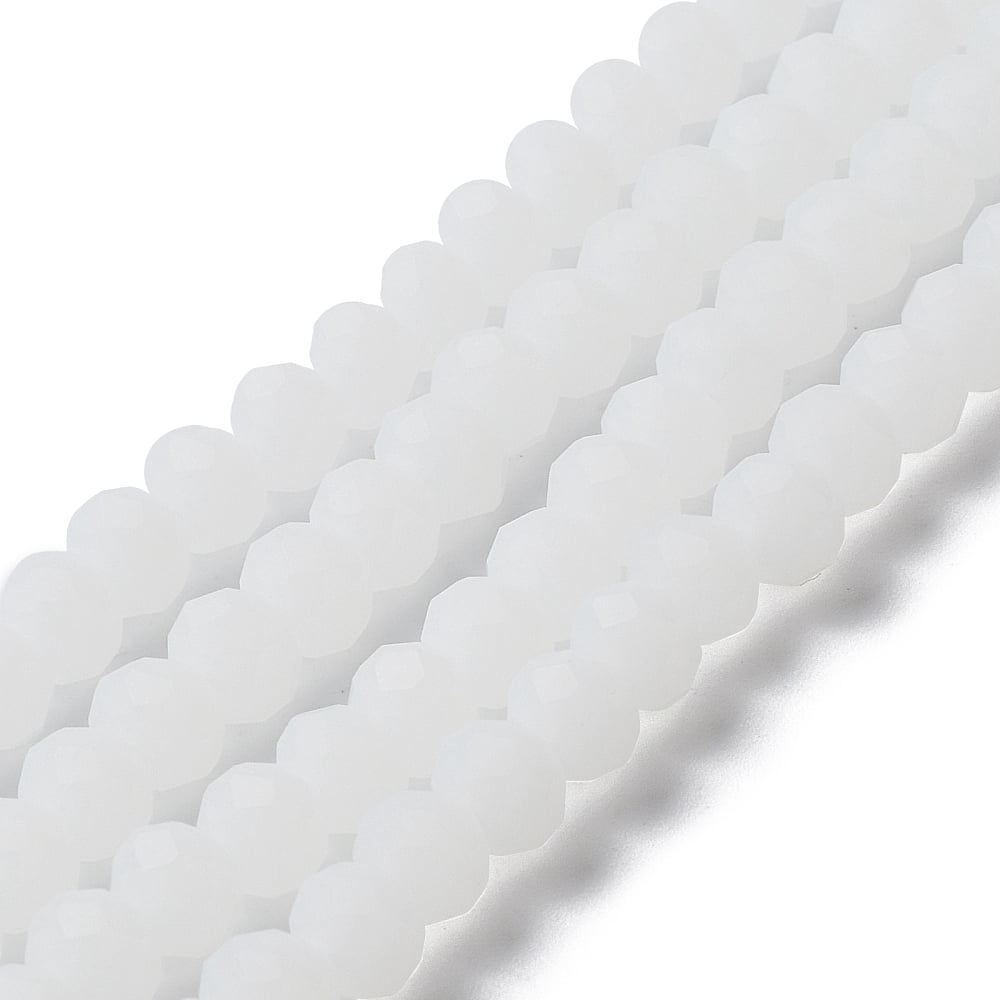 Imitation Jade Solid color Glass Beads Strands Faceted Frosted Rondelle WhiteSmoke 10mm Hole: 1mm 60~61pcs/strand 46~48cm