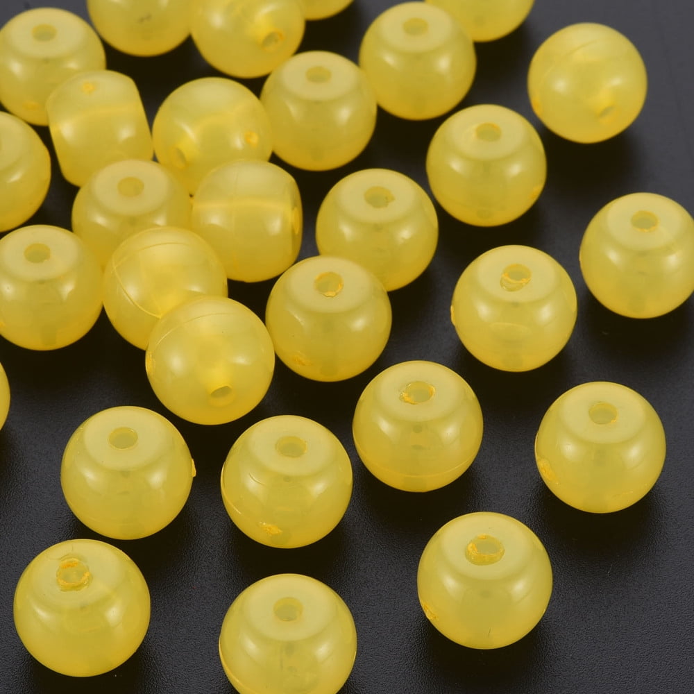 Imitation Jelly Acrylic Beads Barrel Yellow 13x10.5mm Hole: 2.5mm 375pcs/500g