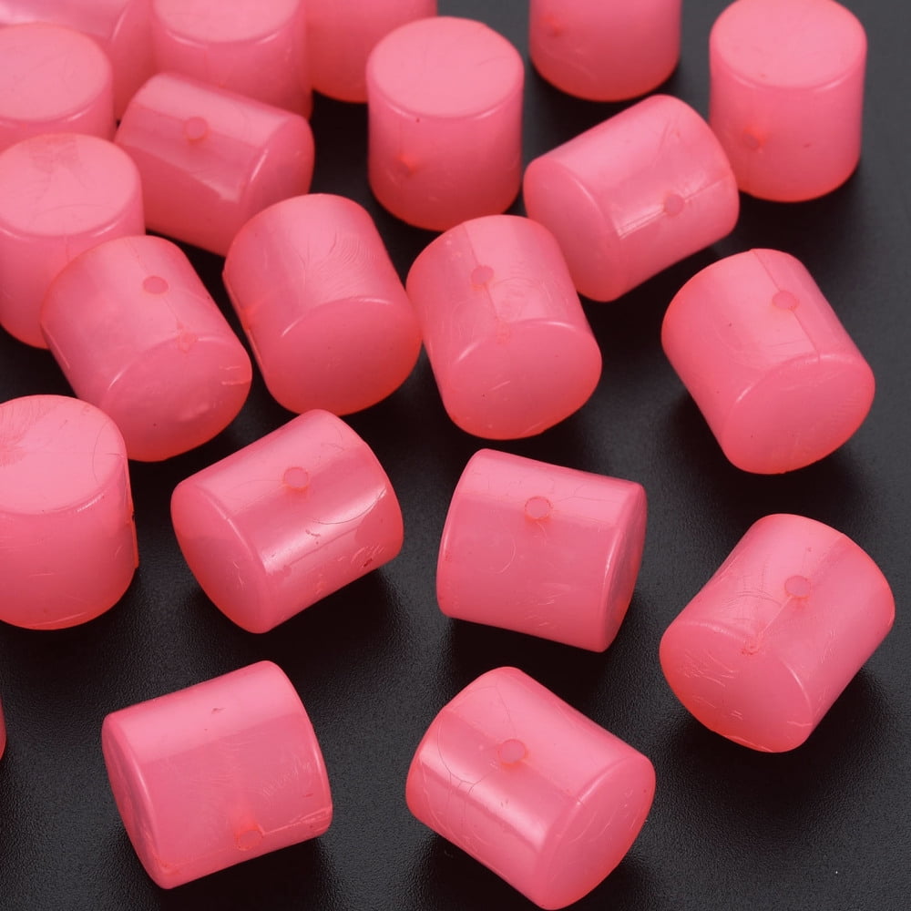 Imitation Jelly Acrylic Beads Column Hot Pink 14.5x14.5mm Hole: 1.8mm about 200pcs/500g