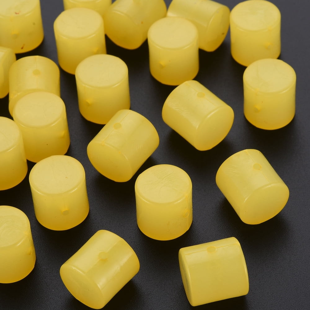 Imitation Jelly Acrylic Beads Column Yellow 14.5x14.5mm Hole: 1.8mm about 200pcs/500g