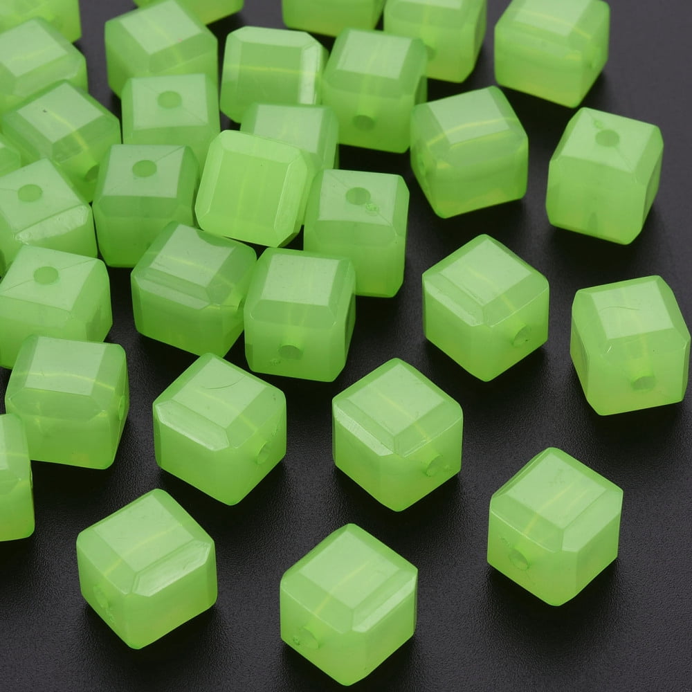 Imitation Jelly Acrylic Beads Cube Light Green 11.5x11x11mm Hole: 2.5mm about 528pcs/500g