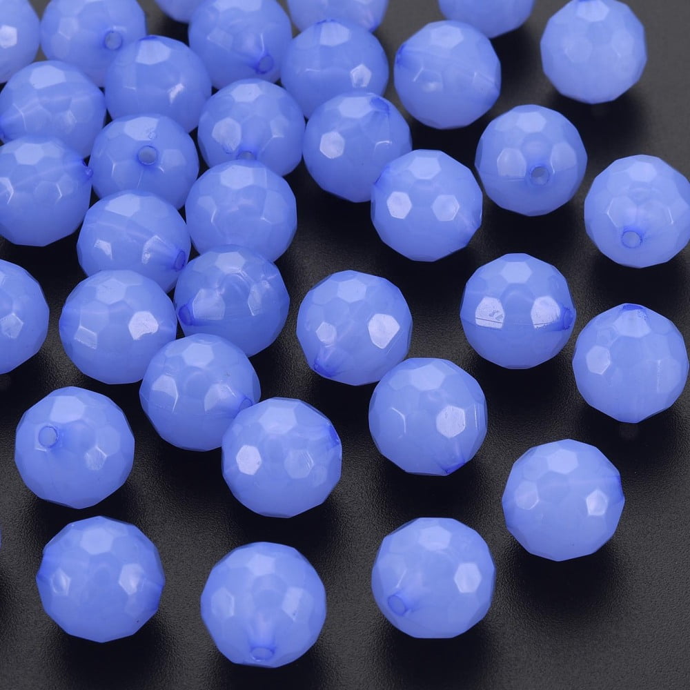 Imitation Jelly Acrylic Beads Faceted Round Medium Slate Blue 12x11.5mm Hole: 1.8mm 560pcs/500g