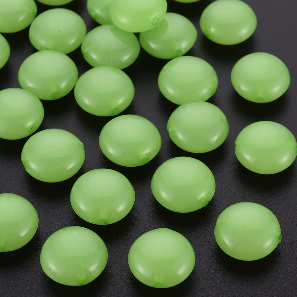 Imitation Jelly Acrylic Beads Flat Round Light Green 17x9.5mm Hole: 2mm 316pcs/500g