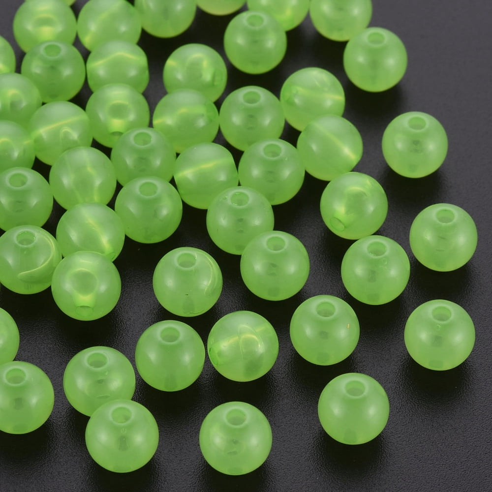 Imitation Jelly Acrylic Beads Round Light Green 8x7.5mm Hole: 1.8mm 1745pcs/500g