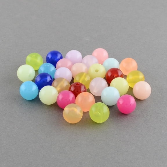 Imitation Jelly Acrylic Beads Round Mixed Color 6mm Hole: 1.5mm about 3850pcs/500g