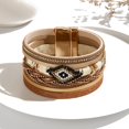 thumbnail image 1 of Imitation Leather Crod Multi-strand Bracelet Bohemia Bracelets for Women Rhombus Glass Seed Beads Bracelet Bohemia Bracelets with Magnetic Clasps Goldenrod 7-5/8 inch(19.5cm), 1 of 1