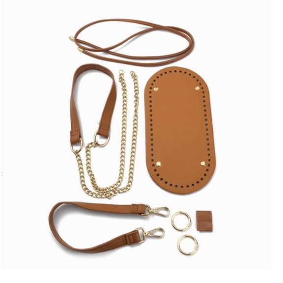 Imitation Leather DIY Purse Knitting Making Kit including Alloy Curb Chain Strap Spring Gate Rings Bottom and Drawstring Accessories Peru 7pcs/set
