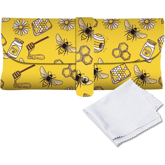 Imitation Leather Eyeglasses Cases Rectangle Bees 170x90mm for DIY