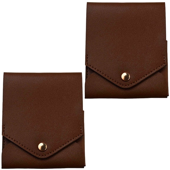 Imitation Leather Wallets with Alloy Buttons Rectangle Sienna 113x90x3.5mm
