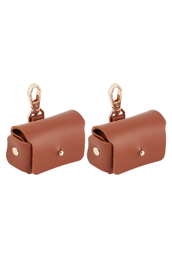 Imitation Leather Wedding Ring Storage Case with Alloy Clasps for Pet Rectangle Coconut Brown 7.45cm Bag: 6.6x6.75x3.6cm