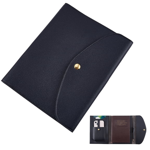 Imitation Leather & Zinc Alloy File Folders Rectangle Black 222x177x14mm