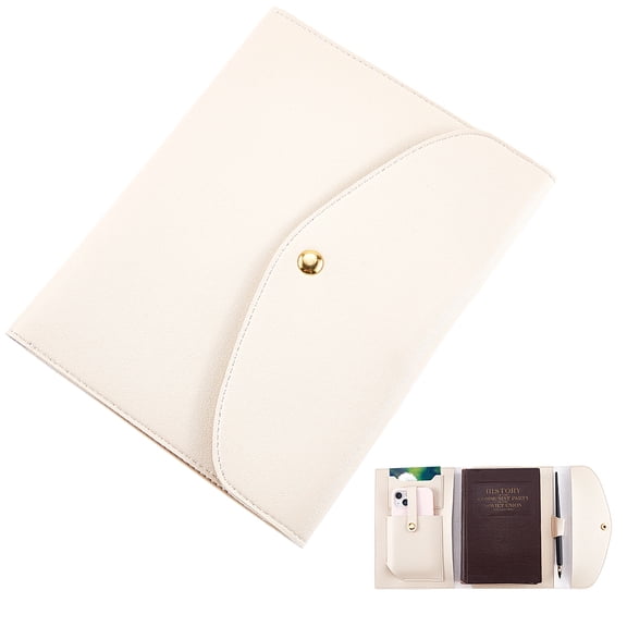 Imitation Leather Zinc Alloy File Folders Rectangle White 222x177x14mm