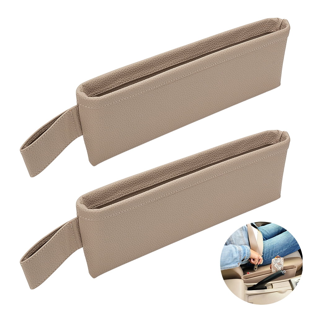 Imitation Leather with Plastic Car Seat Gap Storage Box Rectangle Tan 44cm
