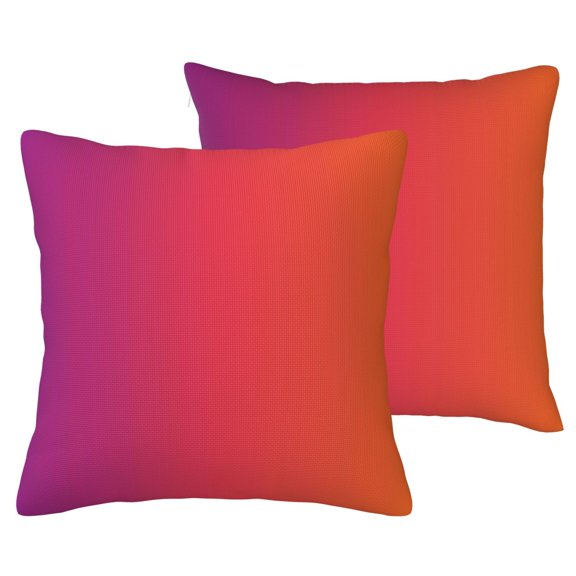 Imitation Linen Pillowcase 2 Sets Breathable Throw Pillow Covers Hidden Zipper Indoor Outdoor Home Decor 16"X16" Purple Orange Gradient