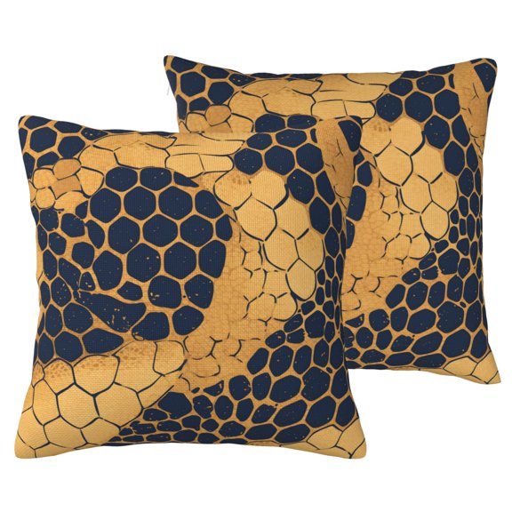 Imitation Linen Pillowcase 2 Sets Breathable Throw Pillow Covers Hidden Zipper Indoor Outdoor Home Decor 16"X16" Snake Skin Print Style Doderblue_3