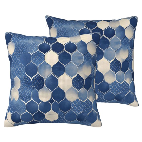 Imitation Linen Pillowcase 2 Sets Breathable Throw Pillow Covers Hidden Zipper Indoor Outdoor Home Decor 16"X16" Snake Skin Print Style Doderblue_4