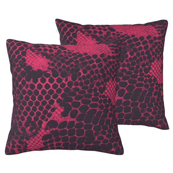 Imitation Linen Pillowcase 2 Sets Breathable Throw Pillow Covers Hidden Zipper Indoor Outdoor Home Decor 16"X16" Snake Skin Print Style Palevioletred_2