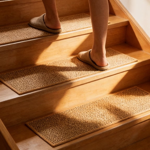 Imitation Linen Stair Mat, Rubber Free Non-slip Step Rug for Home, Reusable Kitchen Floor Mat for Age 312 and Pets, Protective Stair Tread Carpet for Elders and Daily Safety Maintenance, by UKHBMC