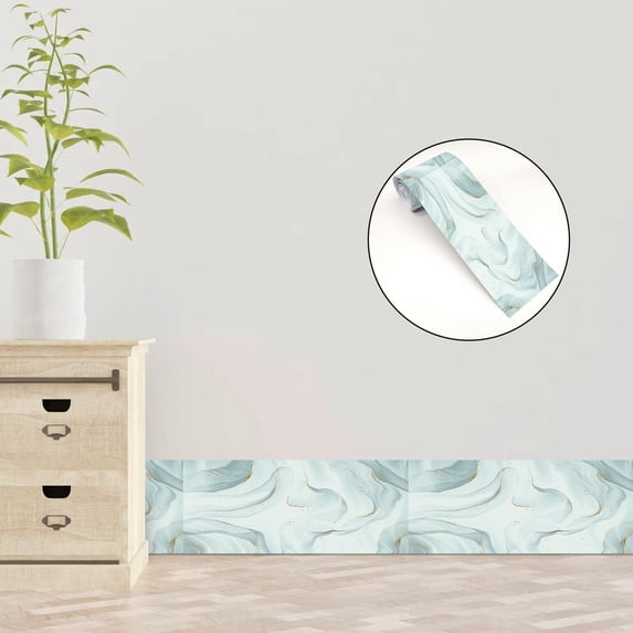 Imitation Marble Molding Self Adhesive Waterproof Wallpaper Border Peel and Stick Backsplash Tiles Sticker for Bathroom Kitchen Home Decor 3.8*94.5 inches
