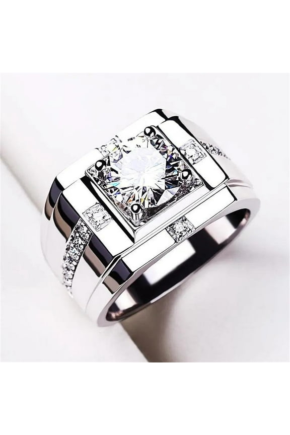 Imitation Men's Diamond Ring, Imitation Moissanite Gold Plated Wedding Rings,Wedding Rings For Men,Fake Engagement Ring,Cubic Zirconia Ring,Promise Rings For Him.