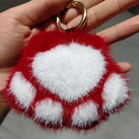 Imitation Mink Fur Cat Paw Shaped Plush Pendant, Soft And Comfortable Material Cute Bag Ornaments, Car Keychain Accessories And Birthday Gift For Girls Women*