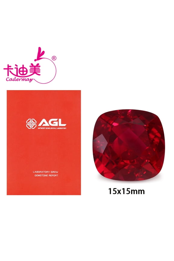 Imitation Of Natual Lab Grown Pegion Blood Ruby Cushion Shape With Inclusions  AGL Certificate For Fine Jewelry Making