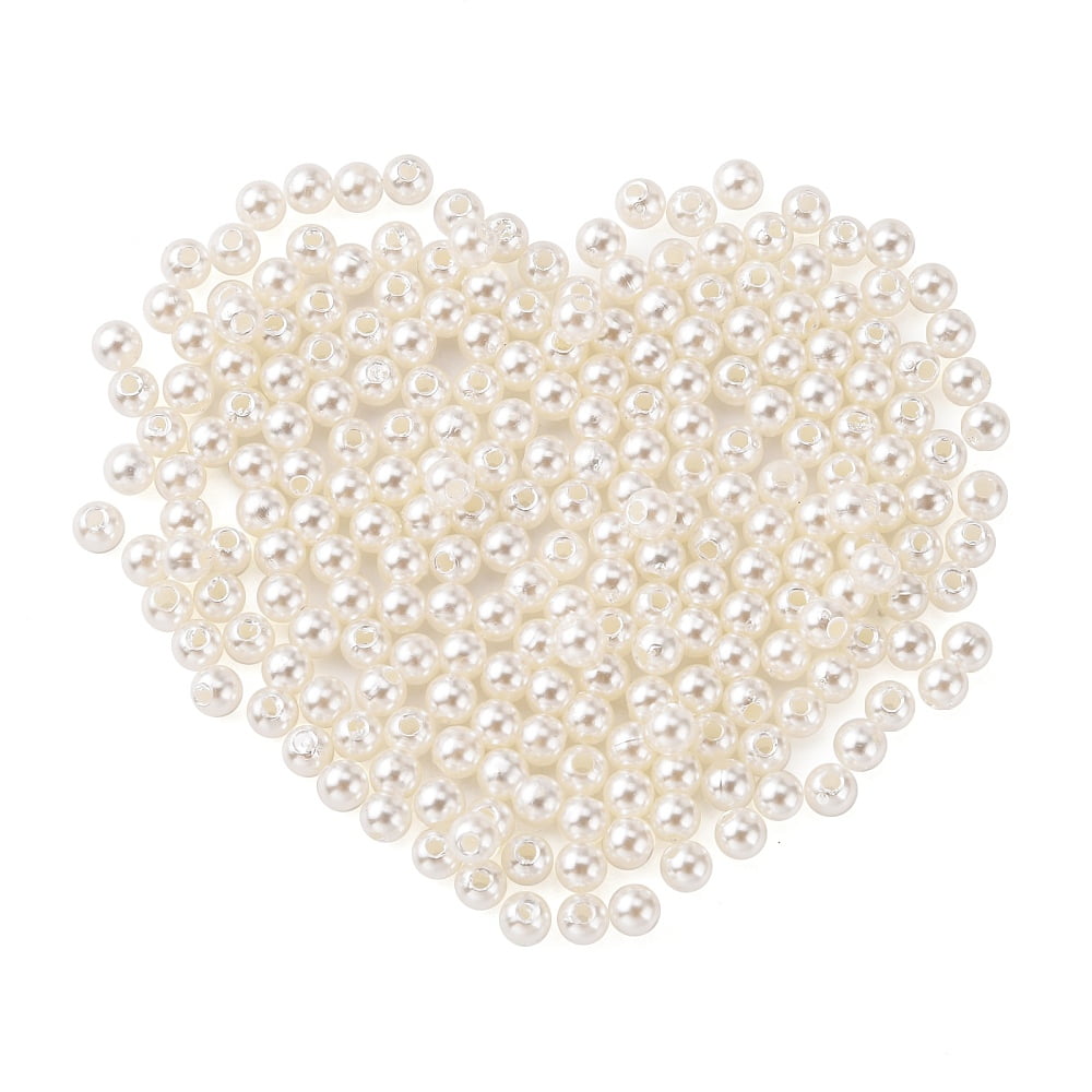 Imitation Pearl Acrylic Beads Dyed Round Creamy White 5x4.5mm Hole: 1mm 10000pcs/pound
