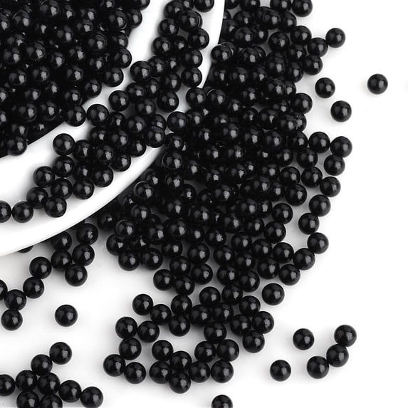 Imitation Pearl Acrylic Beads No Hole Round Black 3mm about 10000pcs/bag