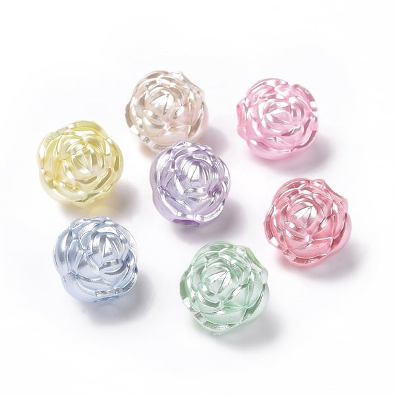 Imitation Pearl Acrylic Beads Rose Mixed color 18.5x17.5x16.5mm Hole: 5.8mm